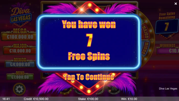 Diva Las Vegas - aktivering af bonus Free Spins