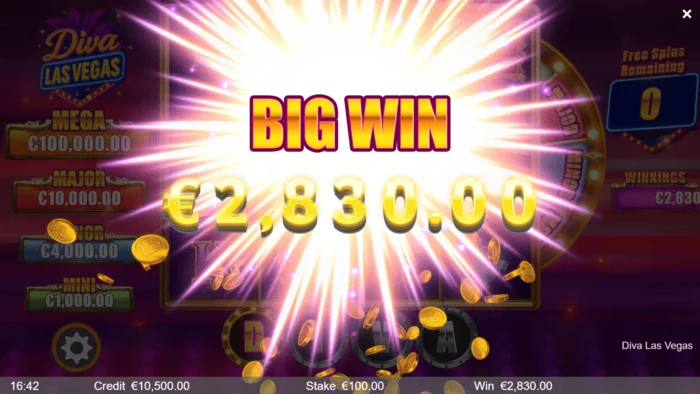 Diva Las Vegas - stor gevinst under Free Spins
